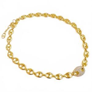 NEW ELLISON+YOUNG women's pavé horse bit chain necklace in gold
